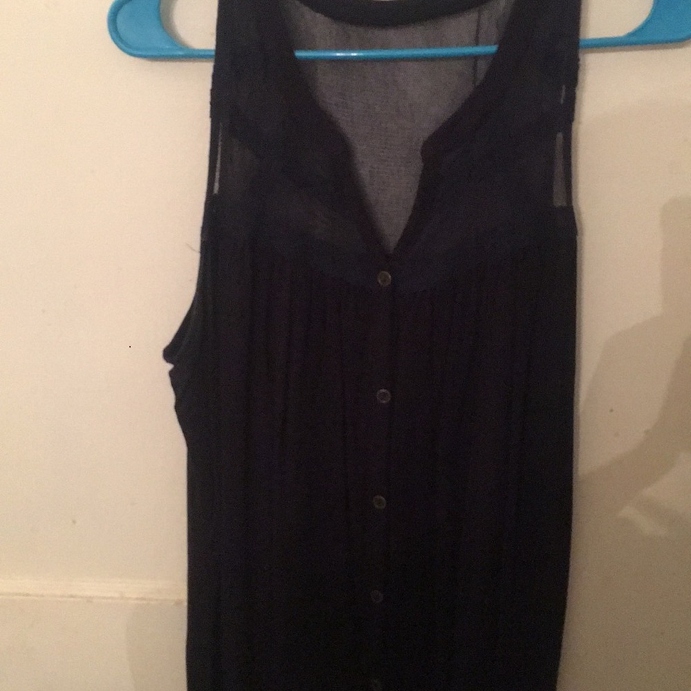 Navy blue button down tank top